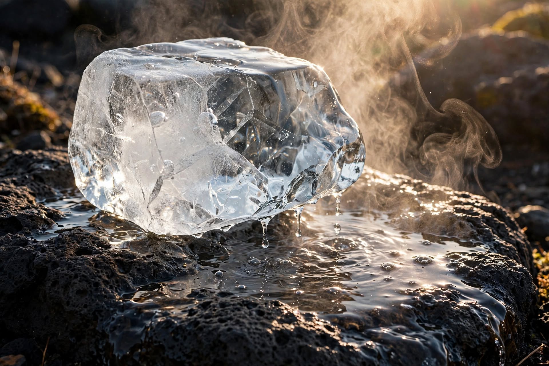 Sulavaa jäätä ja nestemäistä vettä samanaikaisesti